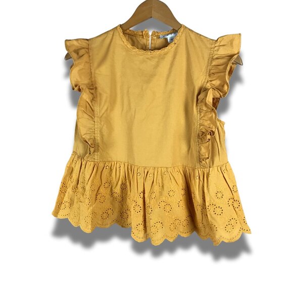 HYFVE Ruffle Yellow Eyelet Flutter Top Size Medium - Picture 3 of 6